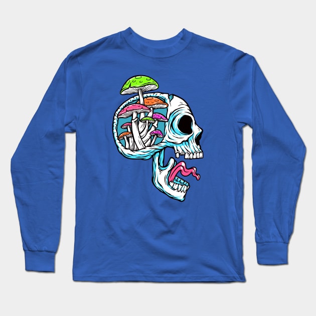 Screaming Shroom Skull Long Sleeve T-Shirt by machmigo
